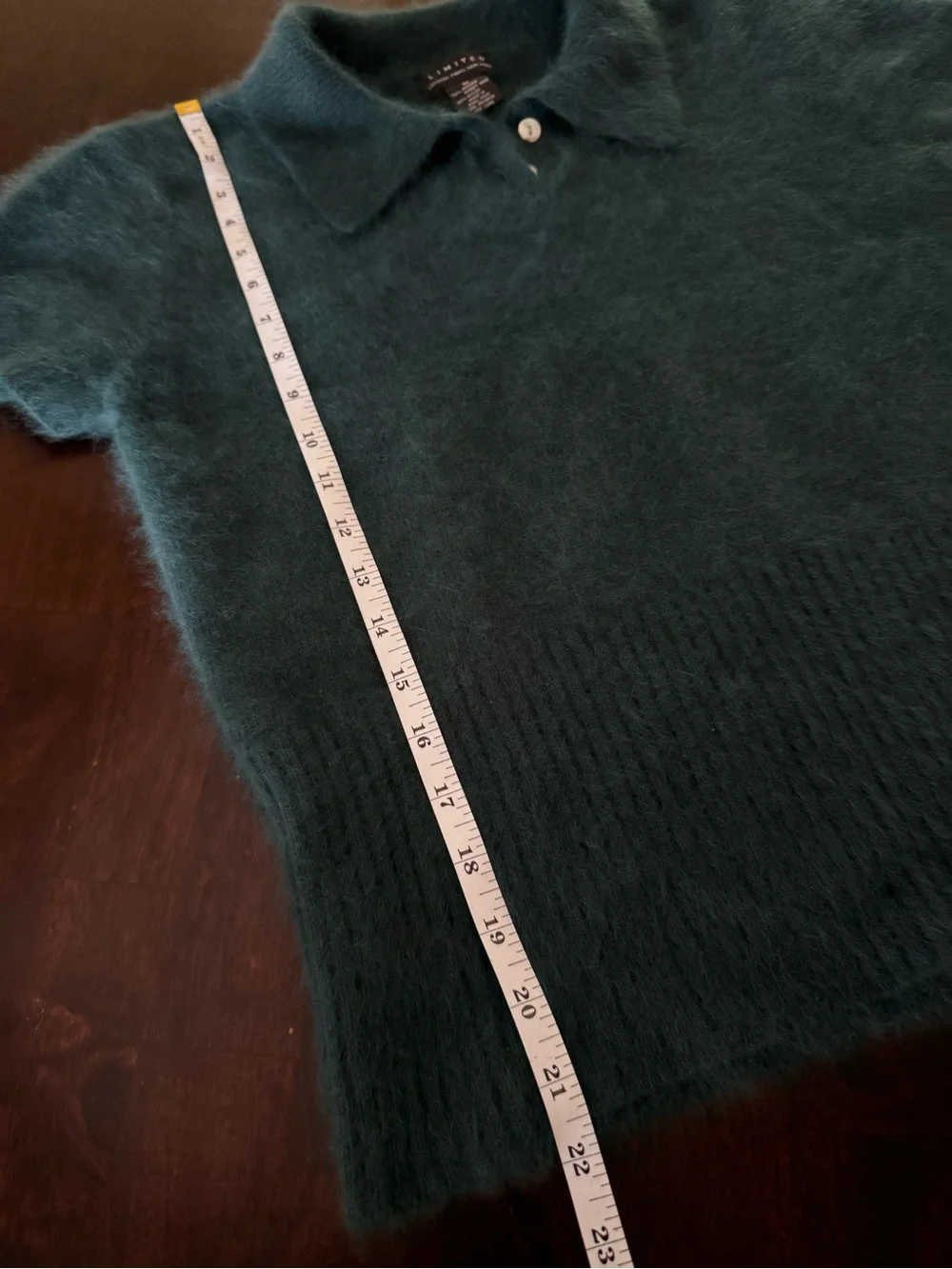Vintage The Limited Angora Fuzzy Polo Sweater Green Size M 90s